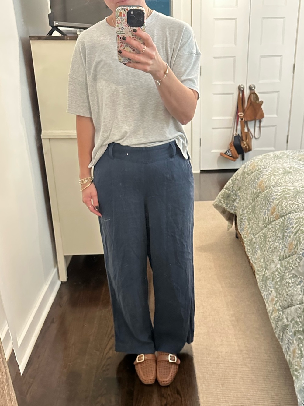 LOFT Outlet Wide Leg Pull On Pants Navy Blue Size Small